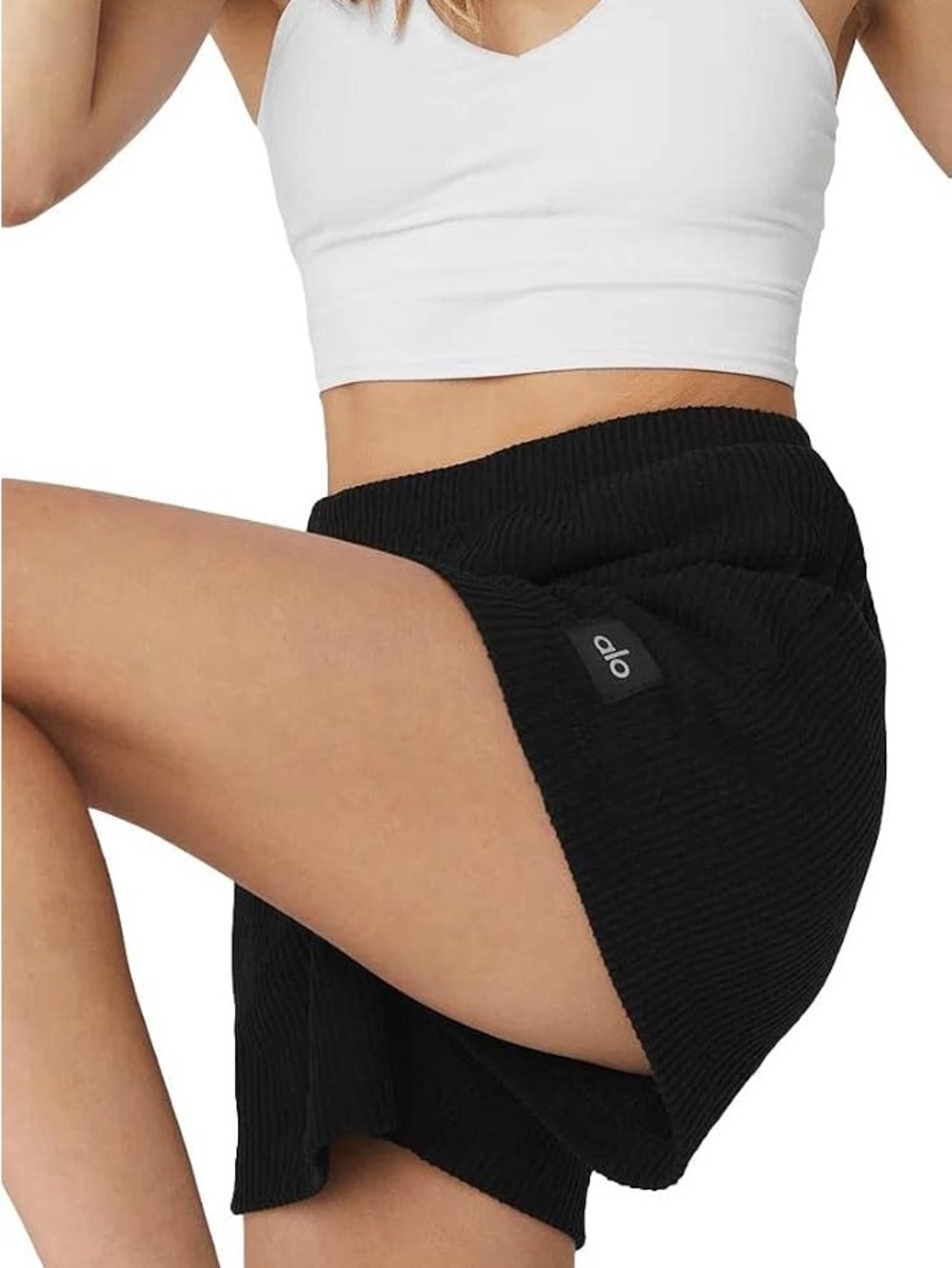 ALO Yoga Ribbed Black Shorts